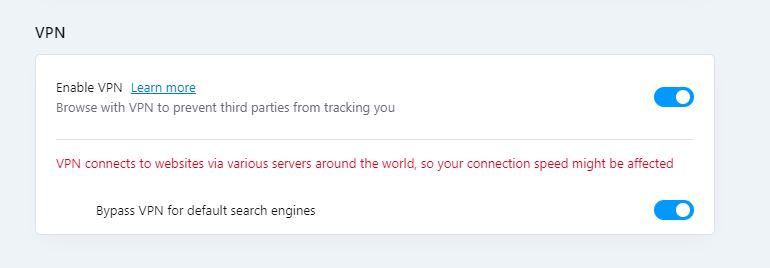 Opera VPN setting